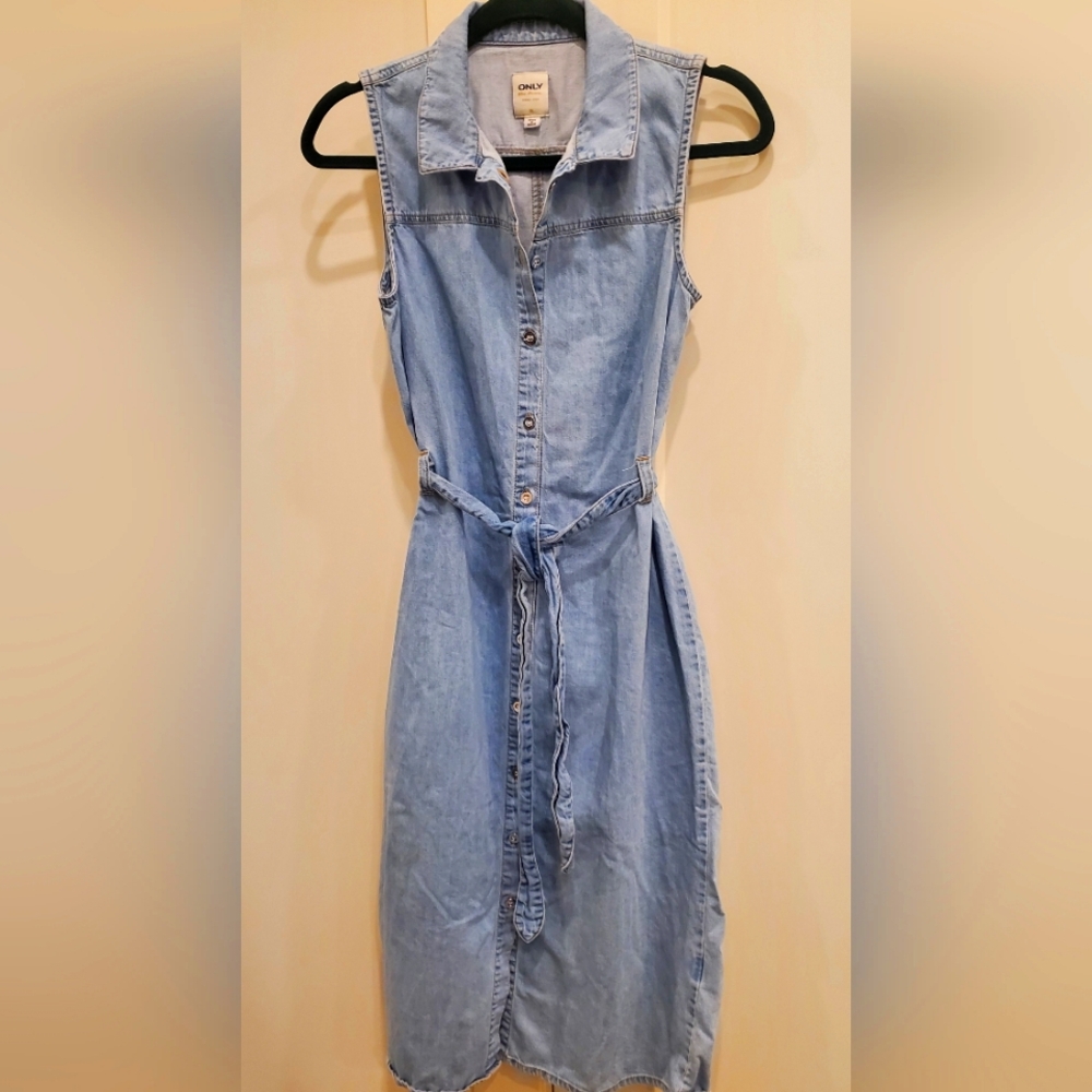 ONLY Denim Belted Midi Dress US Size 4